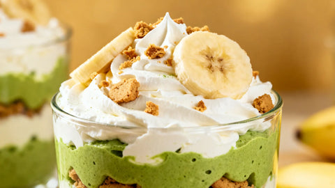 Layered Matcha Banana Pudding with Vanilla Wafers