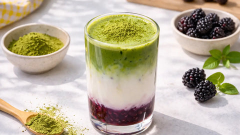 blackberry matcha latte