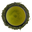 A cup of kabuse sencha seen from above, ringed by shaded sencha leaves on a white background