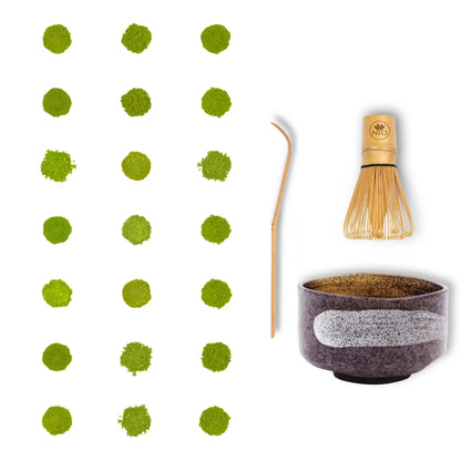 Pacchetto Degustazione Di Tè Matcha Da 21 Campioni Con Frullino Per Tè Matcha E Ciotola Matcha
