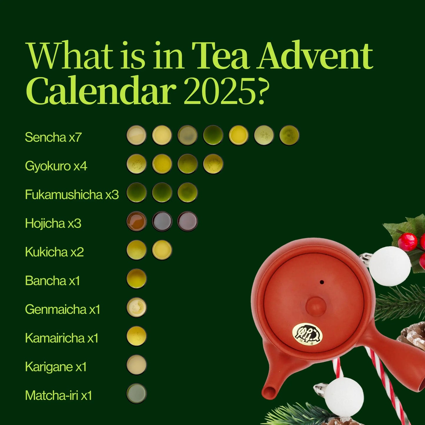 Calendario dell’Avvento tè verde con teiera